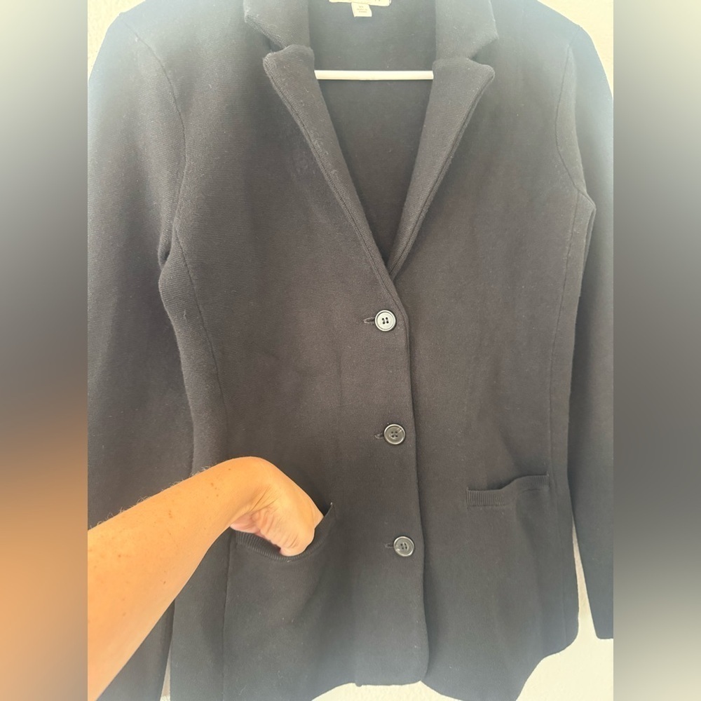 J. Crew Waisted Stretch Sweater Blazer Black Classic Chic Office Comfy Size XS - Picture 4 of 10